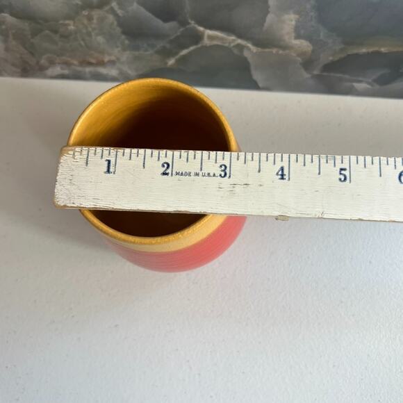 Studio Art Pottery Tumbler Cup Hand Painted and Signed Sunset Colors 4.5" - Picture 9 of 10